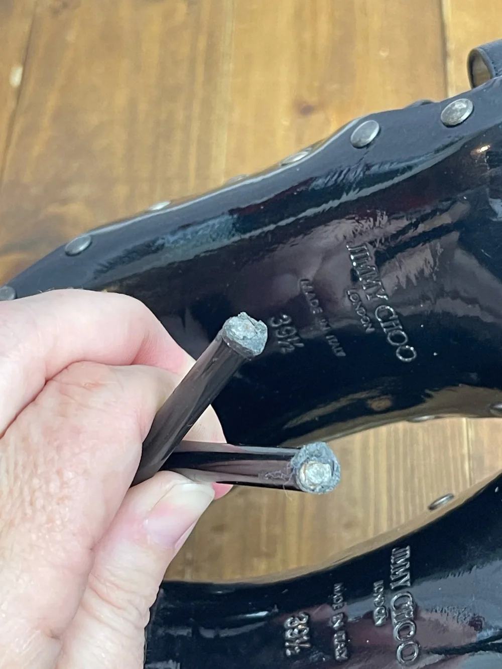 Jimmy Choo black strappy gladiator stilettos size 39.5